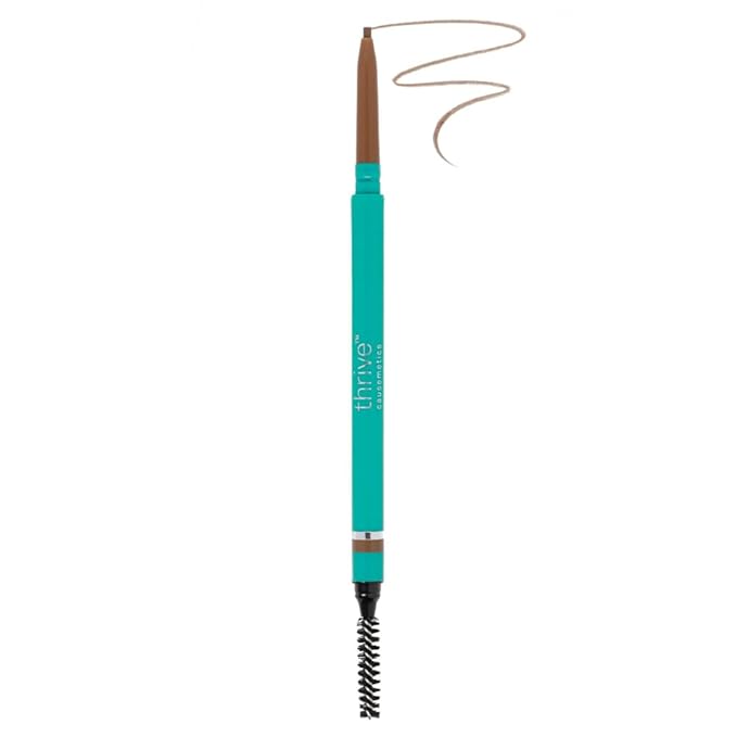 Thrive Causemetics Infinity Waterproof Eyebrow Pencil, Retractable Brow Pencil with Hyaluronic Acid & Shea Butter, Dual Ended Eyebrow Brush Spoolie, Fine Tip, Vegan & Cruelty Free, Blanka (Taupe)