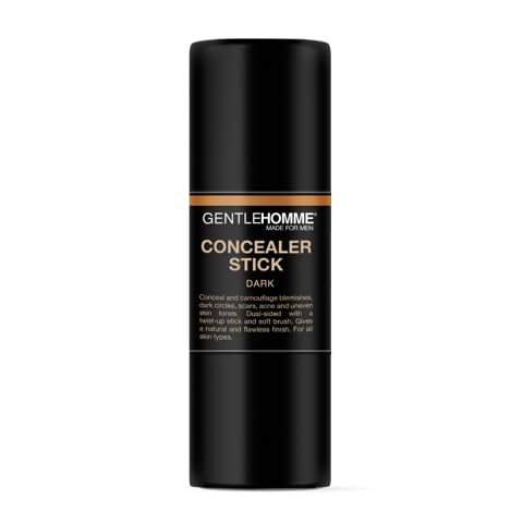 Gentlehomme - Concealer Stick - Men’s 2-in-1 Concealer & Brush - For Blemishes, Dark Circles, Scars, Acne & Uneven Skin Tones - Natural Finish - All Skin Types - Vegan - Dark - 1 Stick