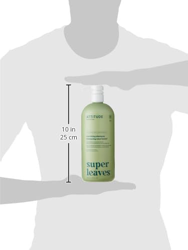 ATTITUDE Nourishing Hair Shampoo, EWG Verified, For Dry and Damaged Hair, Naturally Derived Ingredients, Vegan and Plant Based, Grapeseed Oil and Olive Leaves, 32 Fl Oz
