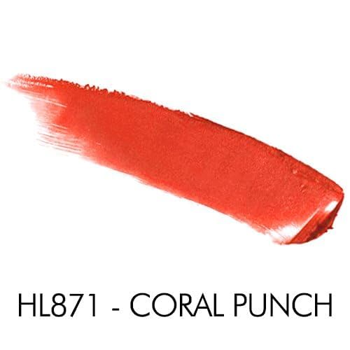 Palladio Herbal Lipstick, Rich Pigmented and Creamy, Infused with Aloe Vera, Chamomile & Ginseng, Prevents Lips from Drying, Combats Fine Lines, Long Lasting Lipstick, Coral Punch
