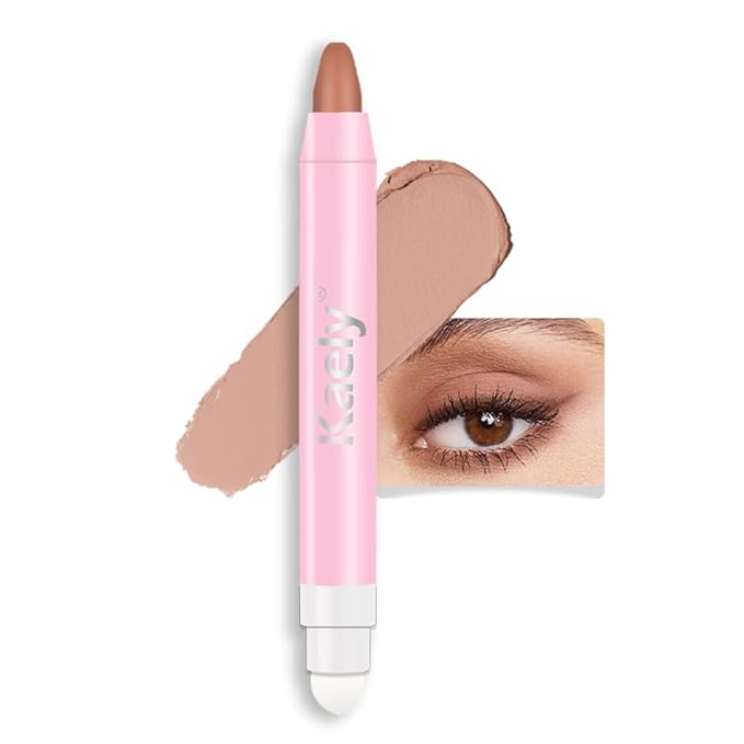 evpct 1Pcs Caramel Matte Cream Eye Shadow Brightener Sticks for Eyes Waterproof Pigmented, Double Ended Cream Eyeshadow Stick Pencil Pen with Applicator, Eye Shadow Palette Highlighter Makeup 30