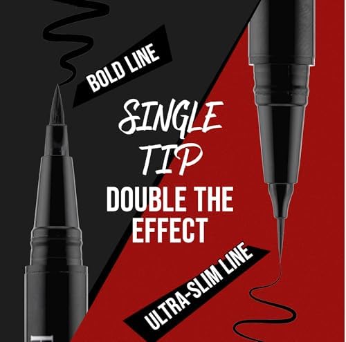 NOON'S UP Flat Eye-Liner - Waterproof Liquid Eyeliner Pen | Ultra-Slim & Bold Black Eyeliner | Quick-Dry & Waterproof Liquid Liner | Long Wear & No Smudge | Look-Defining Black Pen (0.018 Fl. Oz.)
