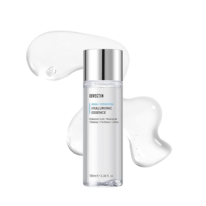 ROVECTIN Aqua Hyaluronic Essence (Activating Treatment Lotion) - 7 Layers Hyaluronic Acid Facial Toner with Niacinamide & Panthenol, Vegan Korean Skin Care (3.38 fl.oz, 100ml)