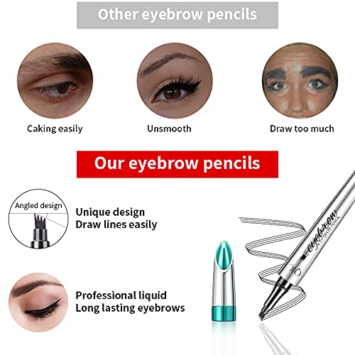 Microblading Eyebrow Pencil, Eyebrow Pen with an Upgrade Micro-Fork Tip Applicator, Waterproof Microblading Brow Pen,Last All Day, Brow Pencil for Natural Looking Brows Makeup (Light Brown)