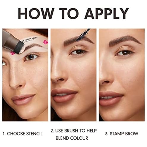 Eyebrow Stamp Stencil Kit - 24PCS Eyebrow Stencils for Perfect Brow, Eyebrow Stamp Long-lasting Waterproof & Smudge-Proof, Eyebrow Kit with Eyebrow Brush for Thin & Thick Brow (Dark Black)