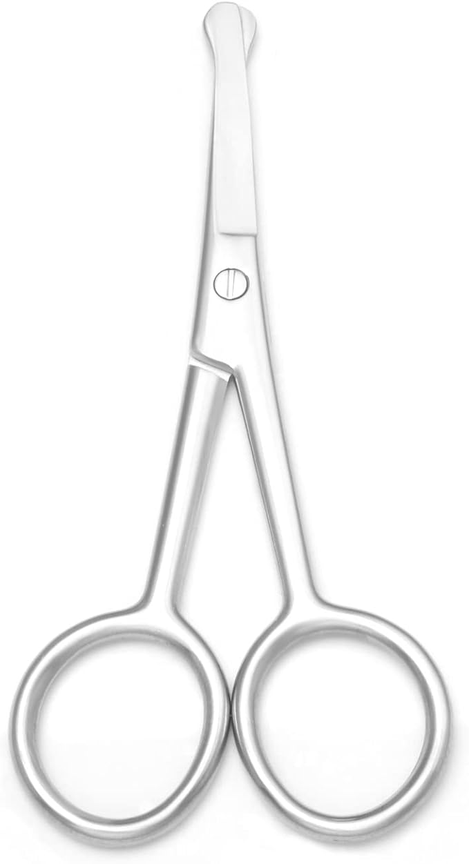 Multicolor Professional Grooming Scissors for Personal Care Facial Hair Removal and Ear Nose Eyebrow Trimming Stainless Steel Fine Straight Tip Scissors 3.9 Inch (Silver Safety C)