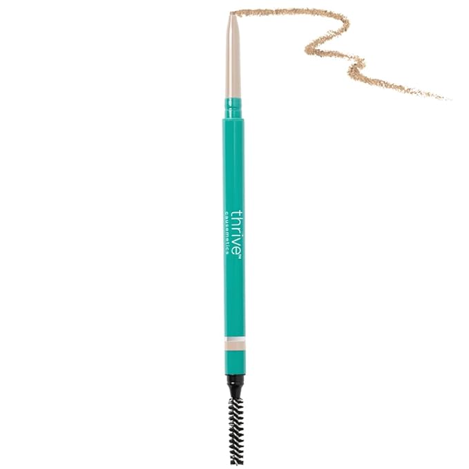 Thrive Causemetics Infinity Waterproof Eyebrow Pencil, Retractable Brow Pencil, Hyaluronic Acid, Shea Butter, Dual Ended Eyebrow Brush Spoolie, Fine Tip, Vegan, Cruelty Free, Christina (Light Blonde)