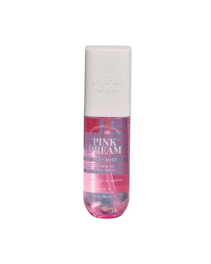 DUPES & CO. Pink Dream Hydrating Body Mist for Women – Tropical Dragonfruit & Lychee with Vitamin B5 & Witch Hazel – Sweet, Refreshing Fragrance in a 3 Fl Oz Bottle