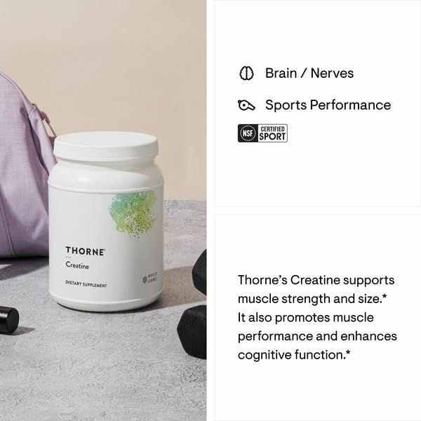 THORNE Creatine - Micronized Creatine Monohydrate Powder - Support for Muscles & Cognitive Function* - for Women & Men - Unflavored - NSF Certified for Sport - 5 g per Serving - 180 Servings