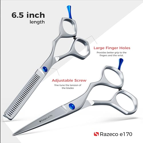 Suvorna Hair Cutting Scissors with Thinning Shears for Hair Cutting | 6.5" Japanese Steel Hair Scissors Professional | Right Hand haircut scissors for Cutting & Layering | Hair Shears for Women & Men