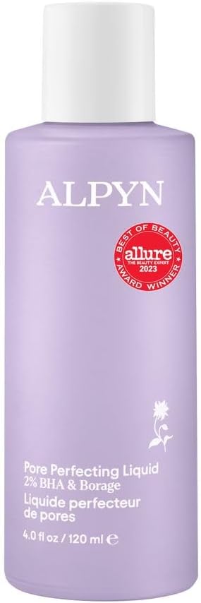 Alpyn Pore Perfecting Liquid Toner with 2% BHA & Borage | Liquid Exfoliator to Minimize Pores, Calm & Restore Skin's Natural pH | 4 oz / 120 ml