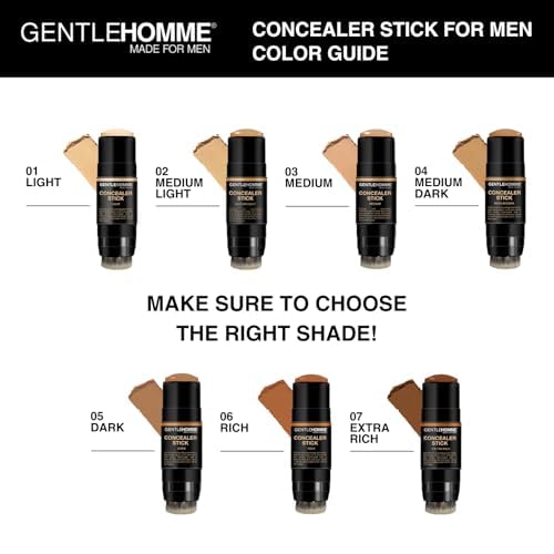 Gentlehomme Men's Concealer Stick with Brush for Dark Circles Eraser, Medium Light