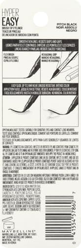 Maybelline Hyper Easy Liquid Pen No-Skip Eyeliner, Satin Finish, Waterproof Formula, Pitch Black, 0.018 Fl Oz