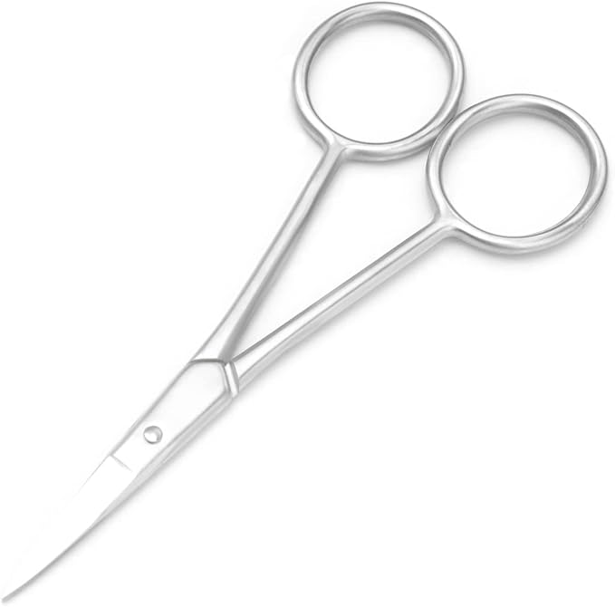 Multicolor Professional Grooming Scissors for Personal Care Facial Hair Removal and Ear Nose Eyebrow Trimming Stainless Steel Fine Straight Tip Scissors 3.9 Inch (Silver D)