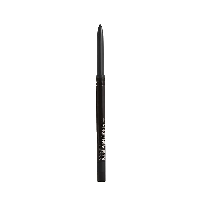 VASANTI Kajal Waterline Eyeliner Pencil (Intense Black) - Safe for Sensitive Eyes - Long lasting, Blendable & Vegan Eyeliner - Water resisitant & Smudge proof, Dermatologist & Ophthalmologist Approved