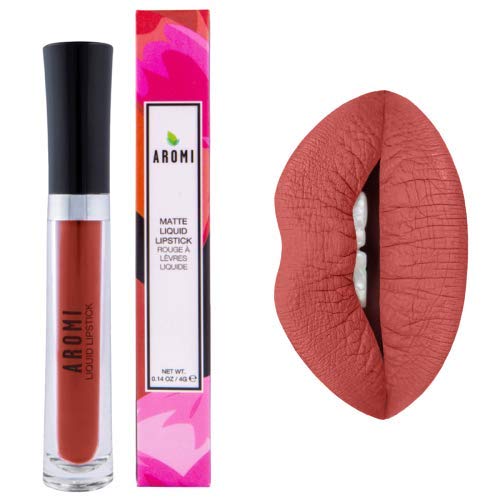 Aromi Ginger Spice Matte Liquid Lipstick | Nutmeg, Terra Cotta Lip Color, Vegan & Cruelty-free Beauty, Burnt Orange, Long-lasting Lipstick for Fall (Ginger Spice)