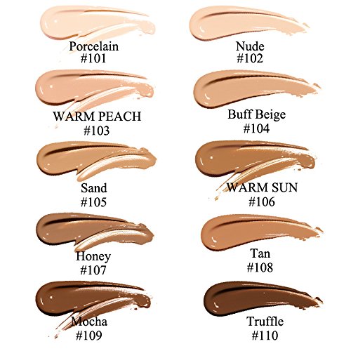2 Pack PHOERA Foundation 103# Warm Peach and 104# Buff Beige,Soft Matte Oil Control Liquid Foundation.