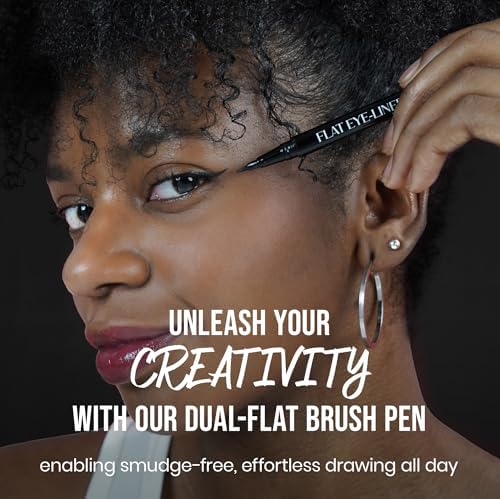 NOON'S UP Flat Eye-Liner - Waterproof Liquid Eyeliner Pen | Ultra-Slim & Bold Black Eyeliner | Quick-Dry & Waterproof Liquid Liner | Long Wear & No Smudge | Look-Defining Black Pen (0.018 Fl. Oz.)