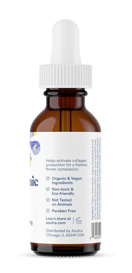 ASUTRA Hyaluronic Acid Serum for Face, 1 fl oz (Pack of 2)- Vitamin C & E, Aloe, Green Tea, Geranium & Jojoba Oil, Plumping Face Serum, Hydrating Facial Skin Care