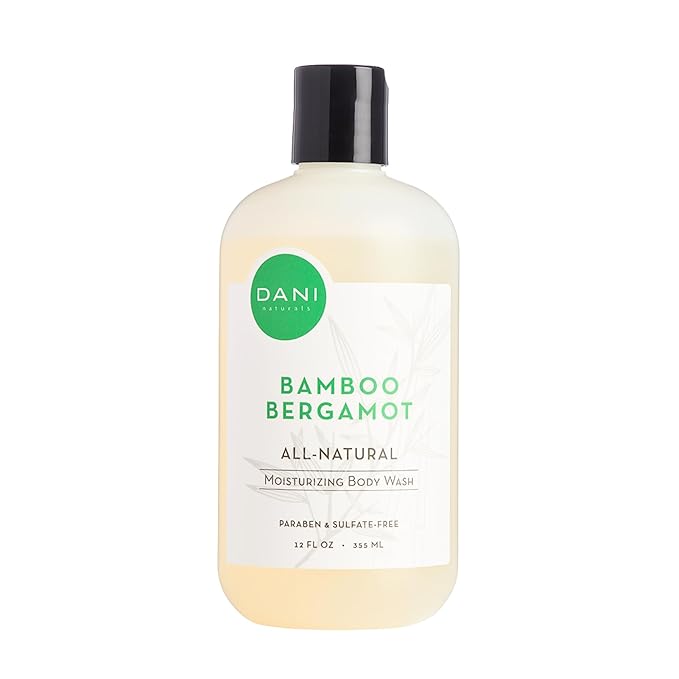 DANI Naturals Moisturizing Body Wash - Refreshing Bamboo Bergamot Scent with Organic Aloe Vera & Natural Glycerin - Paraben & Sulfate-Free Shower Gel - For Men & Women - 12 oz - Vegan & Cruelty-Free