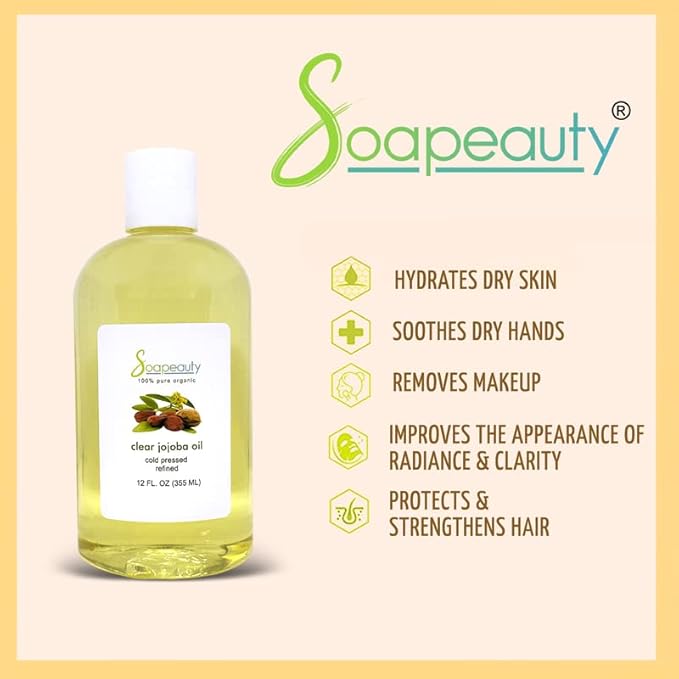 Soapeauty Clear Jojoba Oil | 100% Pure & Natural | Refined, Cold Pressed, Hexane Free | Moisturizing Oil for Skin, Face, Hair & Nails | 7 Pound