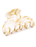 Handmade Celluloid Acetate French Design Barrettes Tortoise Shell Claws Hair Claw Luxury Fashion Accessories Hair Clip for Women (White)