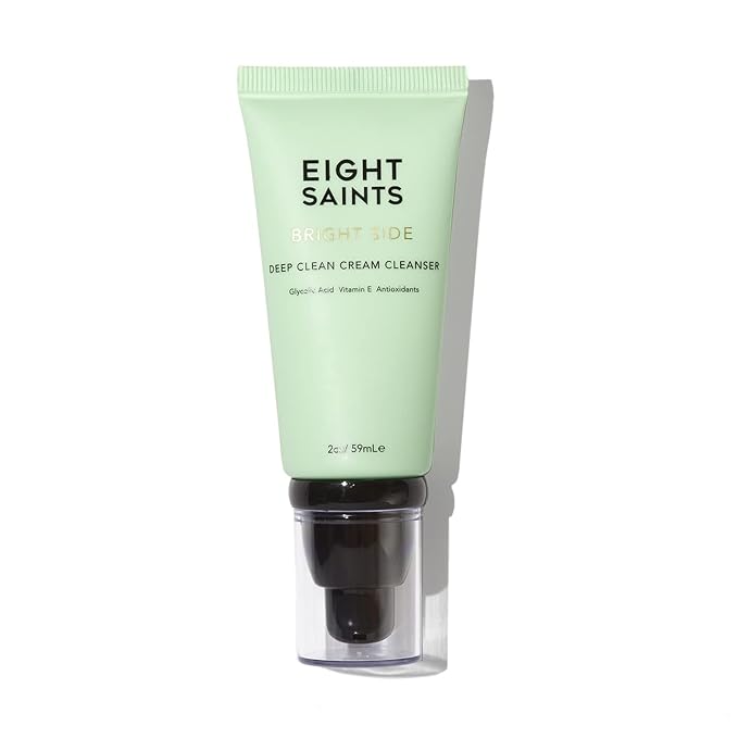 Eight Saints Bright Side Cream Facial Cleanser, Moisturizing Non-Foaming Daily Face Wash, Natural and Organic, Gentle and Effective Facial Cleanser, Makeup Remover, Nourishing and Hydrating, 2oz