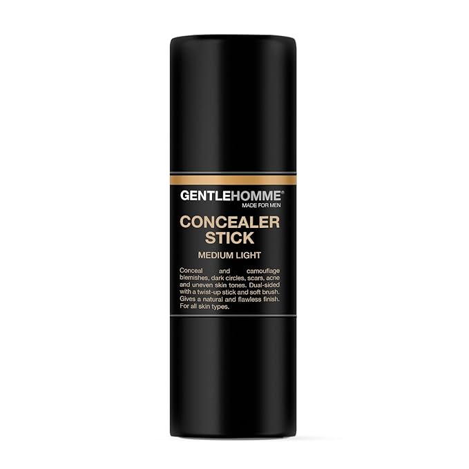 Gentlehomme Men's Concealer Stick with Brush for Dark Circles Eraser, Medium Light