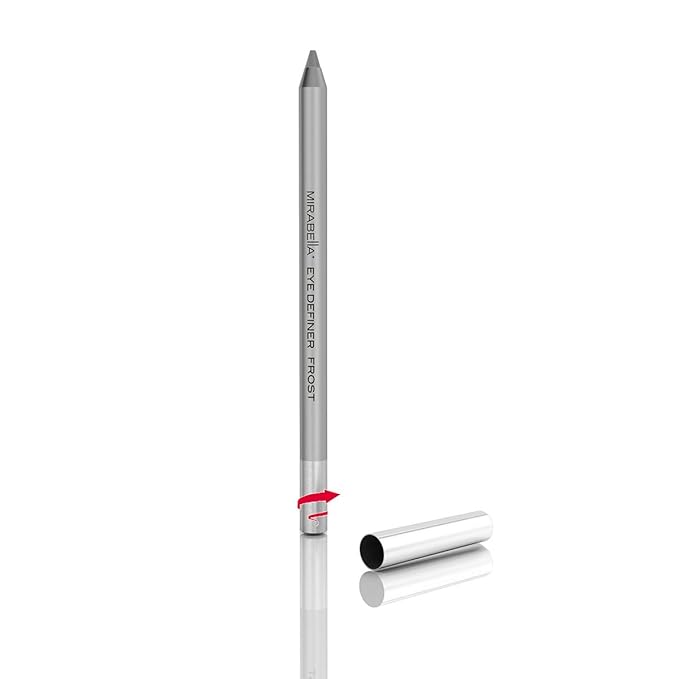 Mirabella Eye Definer & Antioxidant Infused Cream Eye liner - Ultra Pigmented Gel Eyeliner Pencil with Retractable Design, Sharpener Included - Frost