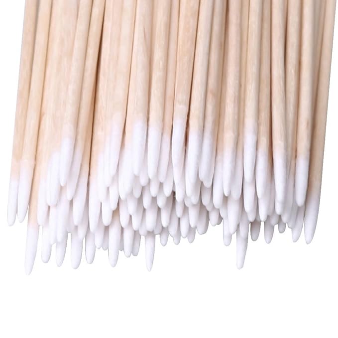 200pcs Pointed Cotton Swabs, 4 inch Precision Microblading Cotton Swab Cotton Sticks Applicator for Eyebrow Tattoo Beauty Make-up Nail Clean, Wood Handle Pointed Tip Head
