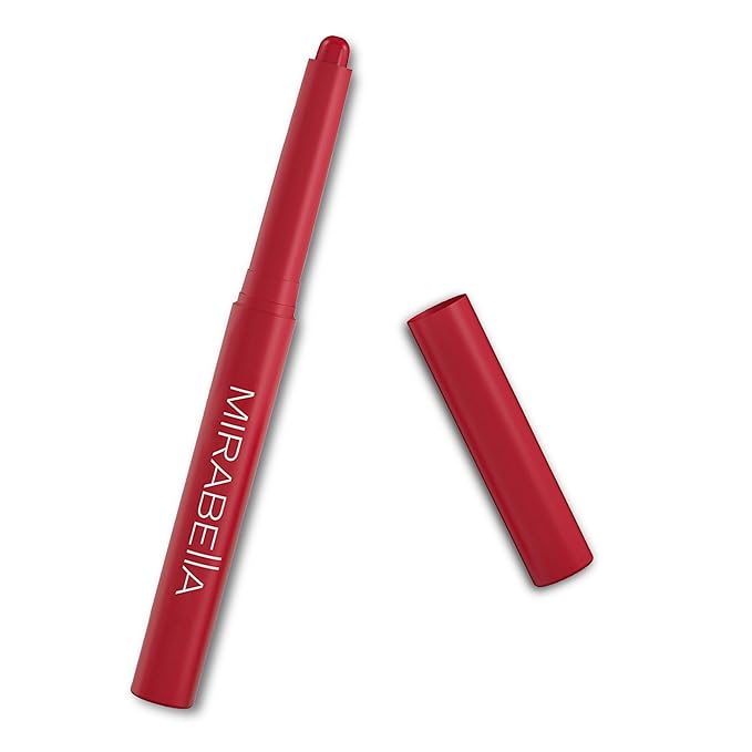 Mirabella - Velvet Matte Lip Crayon, Retractable Highly-Pigmented 2-in-1 Makeup, Long-Lasting Hydrating Lipstick Crayon + Lip Liner, Moisturizing Cream-to-Matte Lipcare Formula, Gameday Red