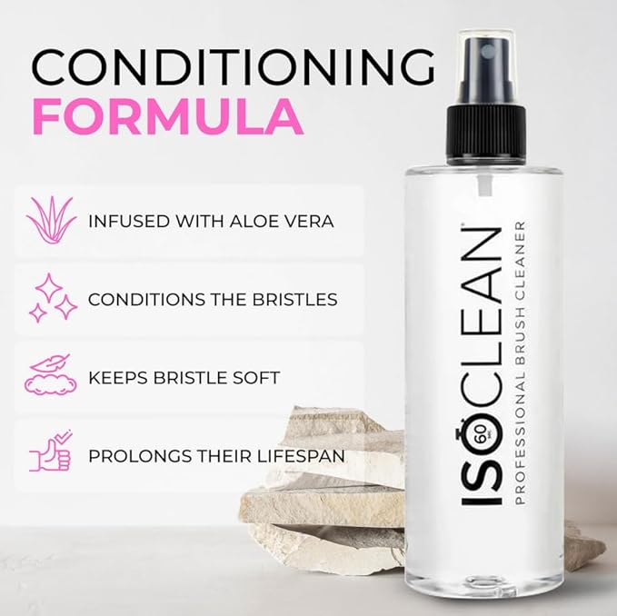 ISOCLEAN Professional Brush Cleaner 9 fl oz - Spray Top Makeup Brush Cleaner for Cosmetic Tools, Cleans Bristles, Scented No-Rinse Formula Dries in 60 Seconds, Vegan, Not Tested on Animals