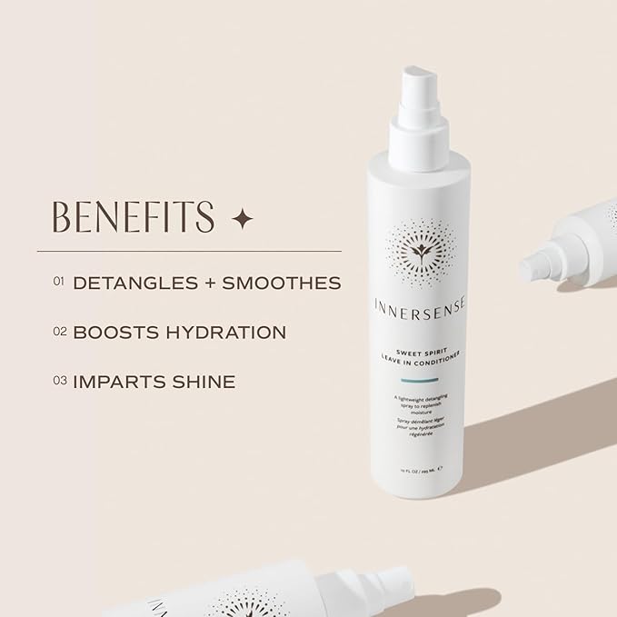 INNERSENSE Organic Beauty - Natural Sweet Spirit Leave-In Conditioner | Non-Toxic, Cruelty-Free, Clean Haircare (Full Size, 10 fl oz | 295 ml)