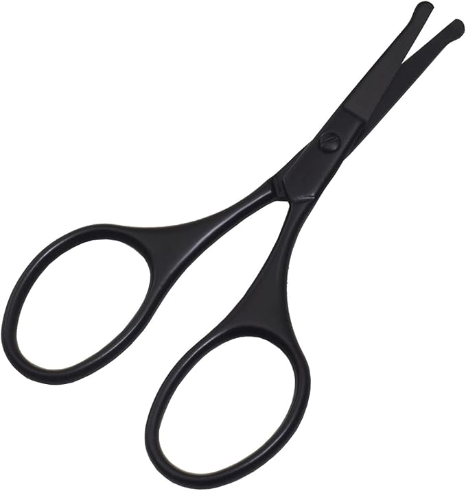 Multicolor Professional Grooming Scissors for Personal Care Facial Hair Removal and Ear Nose Eyebrow Trimming Stainless Steel Fine Straight Tip Scissors 3.9 Inch (Black Set D)