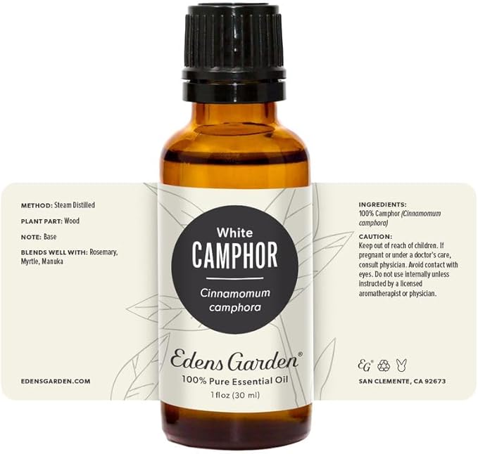 Edens Garden Camphor- White Essential Oil- 100% Pure Premium Grade, Undiluted, Natural, Therapeutic, Aromatherapy, The Best for Diffuser, Hair, Laundry, Humidifiers 30 ml (1 fl oz)