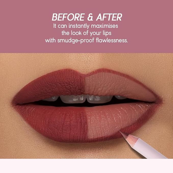 USHAS Lipstick and Lip Liner Combo Set 2 in 1 Waterproof Lipstick for Women Lip liner Set Long Lasting Lipstick, Matte Lipstick Pen with Lip Liner Set Makeup Kits (S16, Pack of 1)