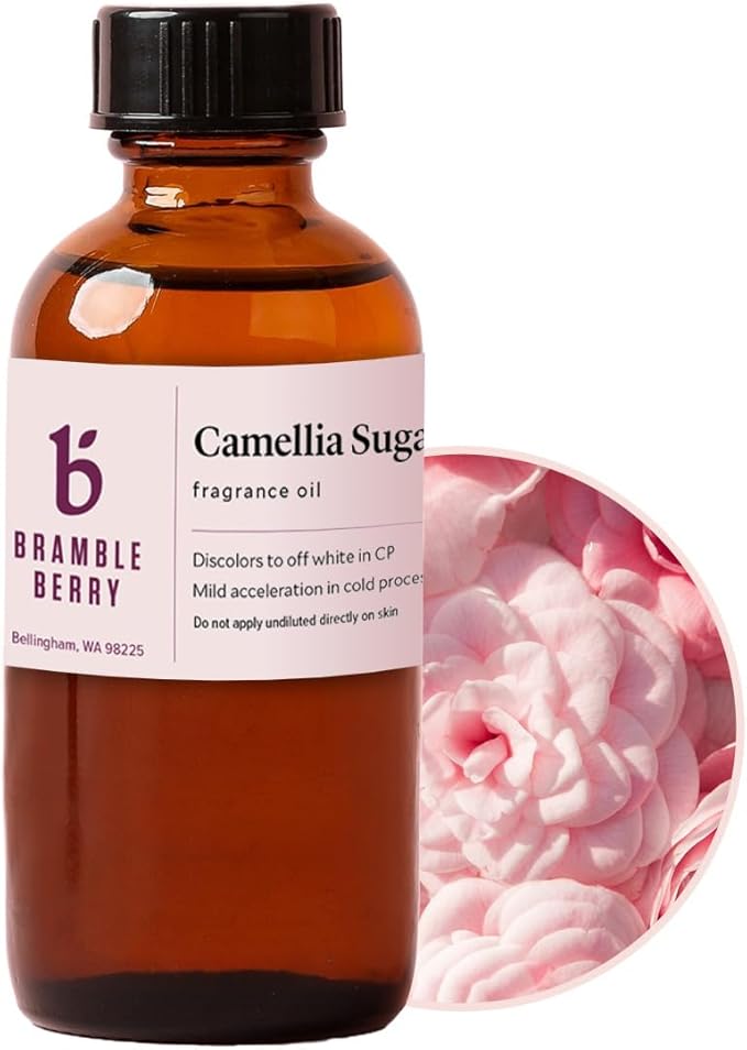 Bramble Berry Camellia Sugar Fragrance Oil 2 oz | Soft Floral Sweet Scent for Soap Making, Candles, Lotion, Bath Bombs & Perfume | Skin Safe, Vegan, Paraben & Phthalate Free