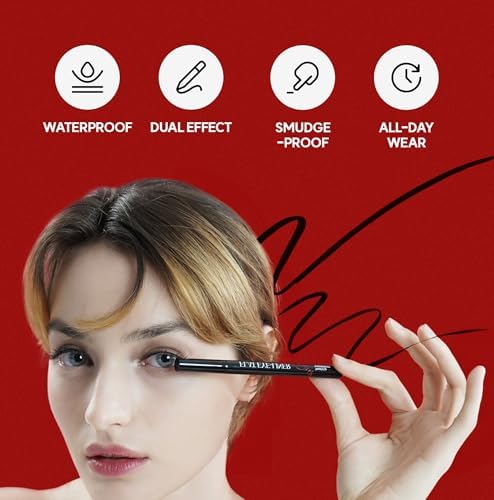 NOON'S UP Flat Eye-Liner - Waterproof Liquid Eyeliner Pen | Ultra-Slim & Bold Black Eyeliner | Quick-Dry & Waterproof Liquid Liner | Long Wear & No Smudge | Look-Defining Black Pen (0.018 Fl. Oz.)