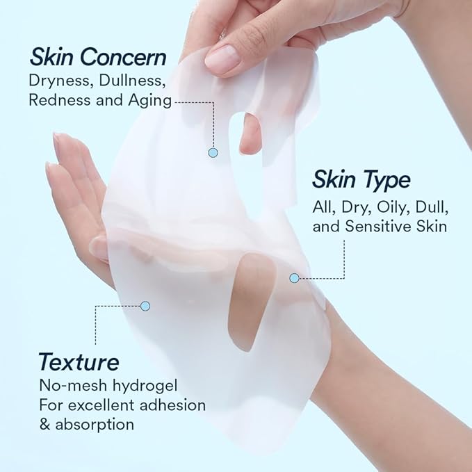 ANOTHERFACE PEPTATHENOL™ Aqua Balance Mask 4pcs, Overnight Deep Hydrating Hydrogel Mask Pack, Korean skin care, Pore Minimizing, Lifting & Firming, Non-irritation, Vegan, Korean Skin Care
