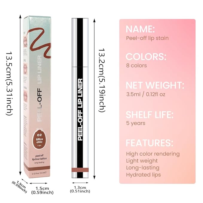 2Pcs Brown& Brownish Red Liquid Matte Lip Liner Stain Peel Off with Tweezer, Long Lasting Waterproof Matte Lipstick Lip Gloss Tattoo for Women, Transfer-prof Lip Tint Makeup for All Skin Types