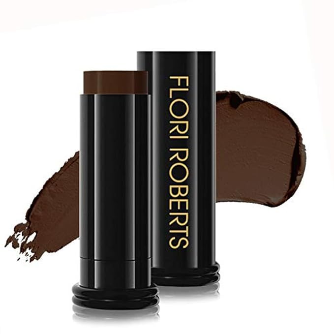 Base Strokes Crème Foundation Stick by Flori Roberts, Full Coverage for Women of Color or Deeper Skin Tones, Long Lasting Makeup, Natural Finish, Complexion Concealer & Corrector