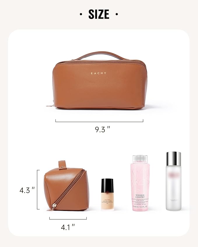 EACHY Travel Makeup Bag,Large Capacity Cosmetic Bags for Women,Waterproof Portable Pouch Open Flat Toiletry Bag Pattern Makeup Bag
