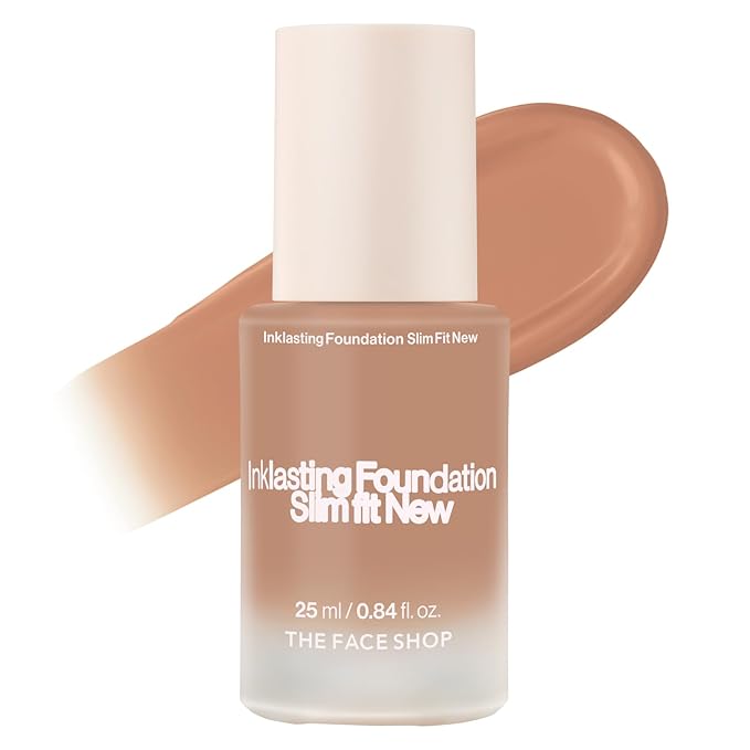 THE FACE SHOP Ink Lasting Liquid Foundation, Full Coverage, 72‑Hour Wear Semi‑Matte Finish, Makeup with Bakuchiol, N330 Cinnamon, 0.84 Fl. Oz.