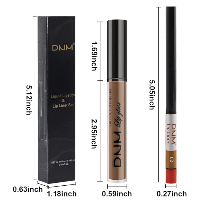 evpct 2Pcs Nude Matte Lip Liner and Lipstick Combo Set for Women, Nude Lip Combo Set Liquid Lips Stick Gloss and Lipliner Stains Set Long Lasting Waterproof, Lips Makeup 24 Hours labiales originales