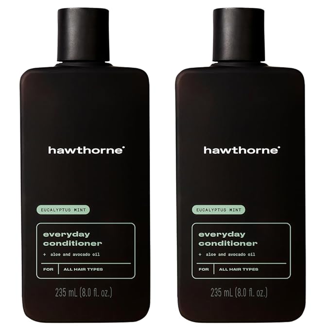 Hawthorne Everyday Conditioner For Men. Mens Conditioner For Stronger, Smoother, Healthier Hair with Plant-Derived Glycerin. Mint and Eucalyptus Scent. Natural, Sulfate Free, Paraben Free. 2-Pack.
