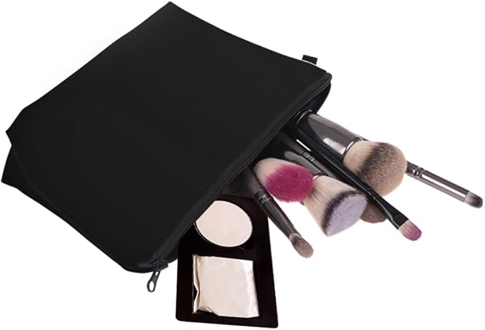 Cute Travel Makeup Bag Cosmetic Bag Small Pouch Gift for Women (Plain Black)
