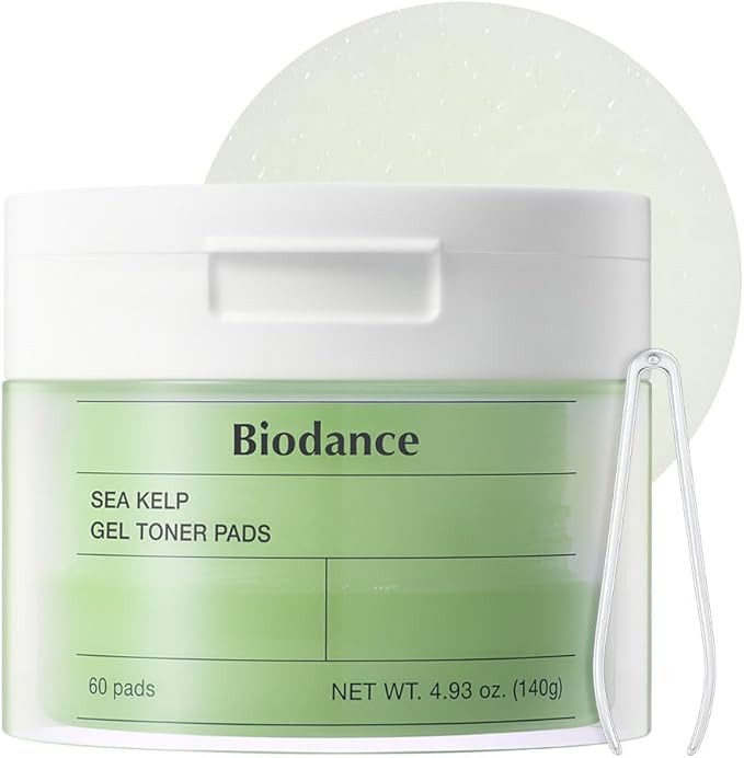 Biodance Sea Kelp Gel Toner Pads, Calming & Soothing for Sensitive Skin, Oil & Sebum Control, Blemish Care, Gentle Exfoliating Toner Pads, Korean Skincareㅣ4.93 fl.oz.(140g)*60Pads