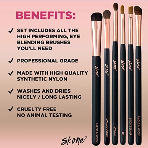 Professional Makeup Brush Set - Skone Luxe Pro Makeup Brushes, 6 pc Set