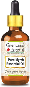 Greenwood Essential Myrrh Essential Oil (Commiphora myrrha) with Glass Dropper | Pure | Non-Sticky | Non-Greasy | Lightweight | Men & Women | All Skin Types | Steam Distilled 5ml (0.16 oz)