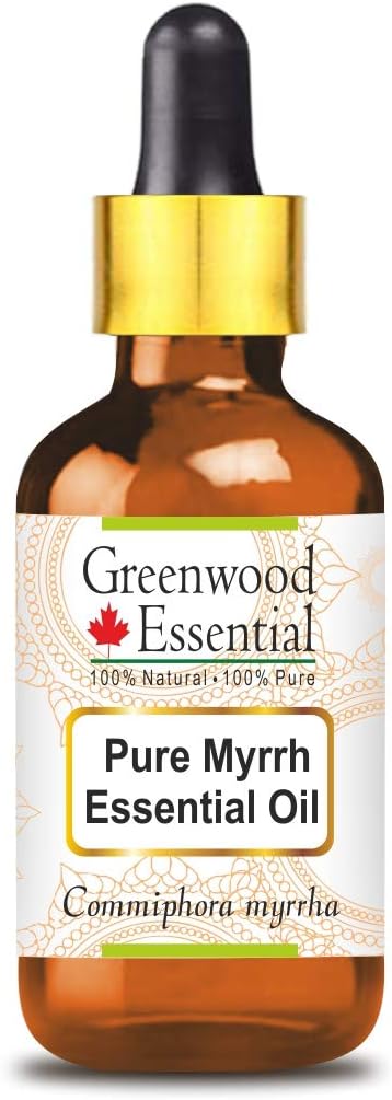 Greenwood Essential Myrrh Essential Oil (Commiphora myrrha) with Glass Dropper | Pure | Non-Sticky | Non-Greasy | Lightweight | Men & Women | All Skin Types | Steam Distilled 5ml (0.16 oz)
